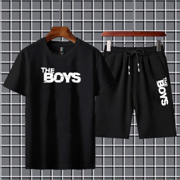 The boys printed tshirt+trouser tracksuit for men&boys-black