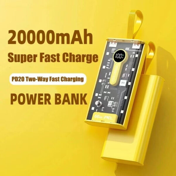 66W Power Bank 20000mAh, Portable External Battery, Fast Charger For Smartphones And Auxiliary Battery, New Fast Power Bank, 20000mAh Power Bank